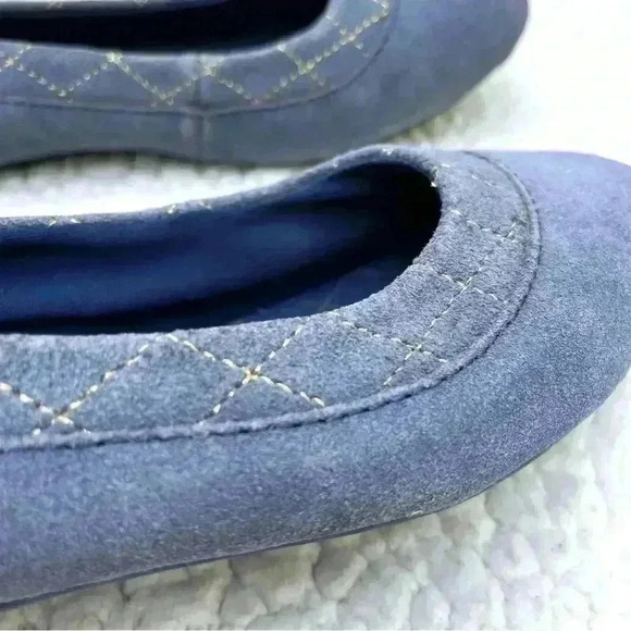 Lands End Dory Blue/Gray Suede Rounded Toe Comfort Walking Ballet Flats Size 7 - Picture 7 of 12